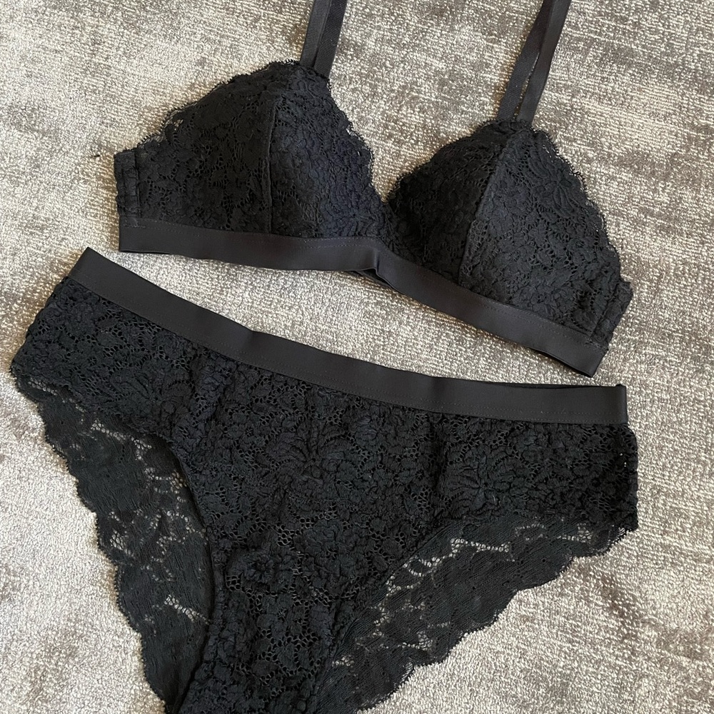 OYSHO set bra panties lace black